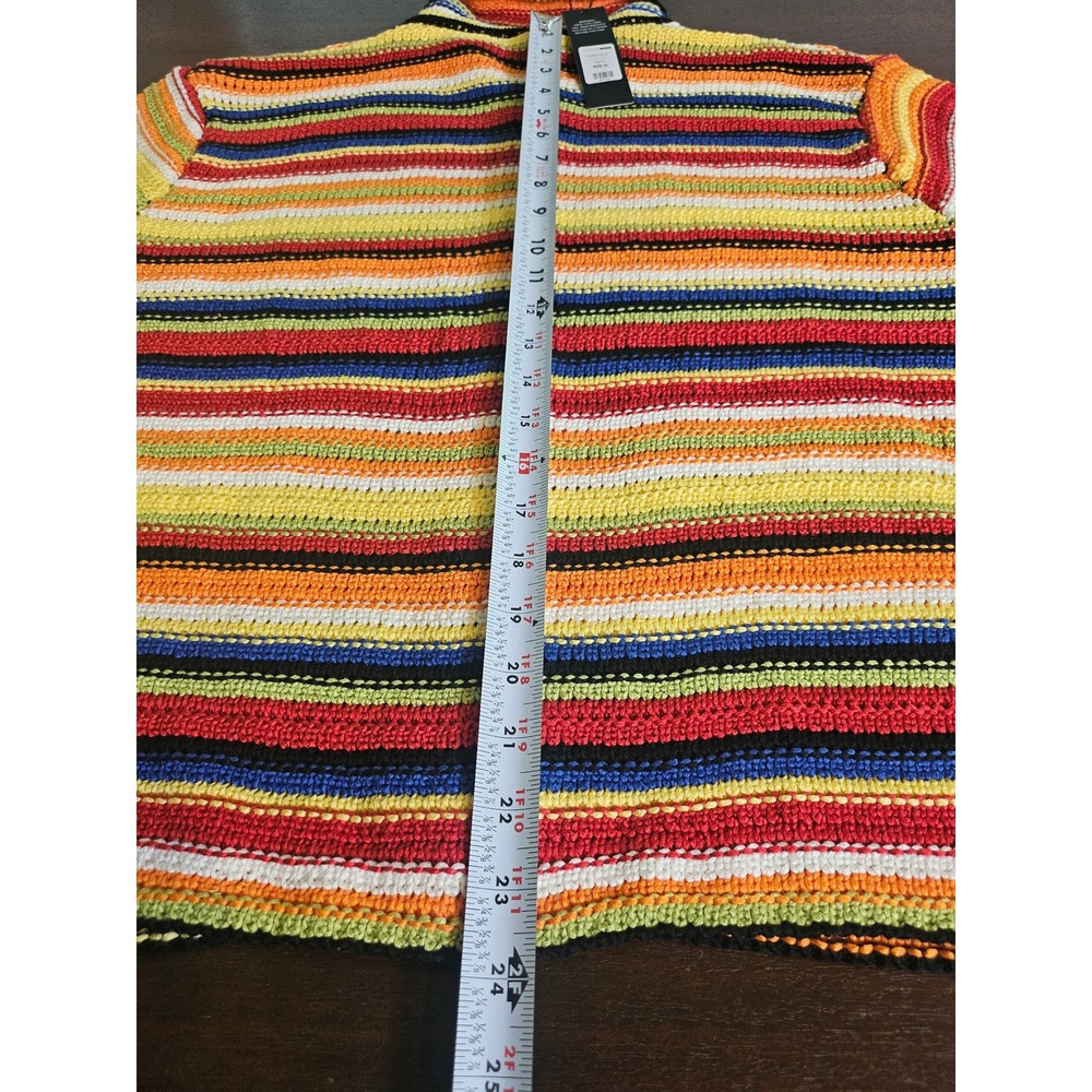 Fashion Nova Crochet Cardigan Women XL Multicolor Dreams Short Sleeve Stripe - Picture 9 of 9